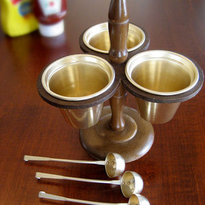 Condiment Caddy, 1950s Teak Wood Relish Server Set